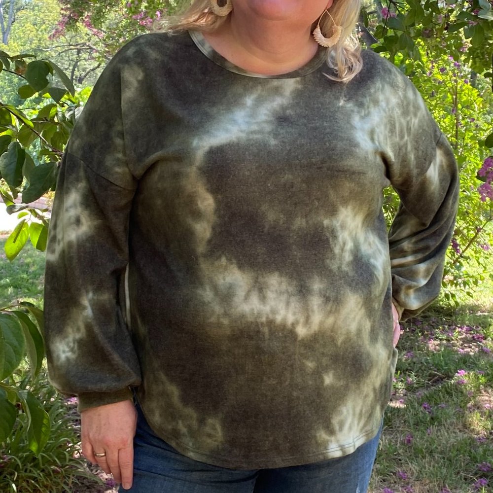 Moss Green Tie Dye Long Sleeve